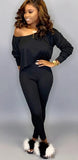 Women 2 Piece Outfits Long Sleeve Off Shoulder Crop Top Pants Set
