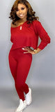 Women 2 Piece Outfits Long Sleeve Off Shoulder Crop Top Pants Set