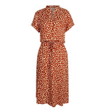 Ladies Bohemian Leopard Print Shirt Dress